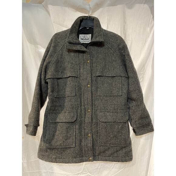 WOOLRICH Woman Vintage 80s Wool Tweed Coat Jacket Women’s Medium Made In USA Zip - Picture 1 of 14